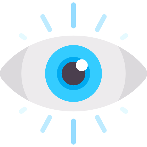 Logo visión: ojo abierto con destellos azules